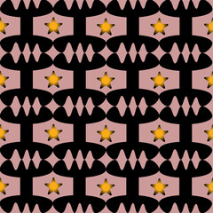 Seamless Geometric Star Pattern in Blue and Yellow