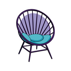 Vector Illustration of a Cozy Papasan Chair Furniture Isolated on White Background