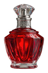 Elegant red perfume bottle display product luxury environment isolated on transparent background