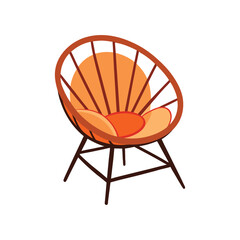 Vector Illustration of a Cozy Papasan Chair Furniture Isolated on White Background