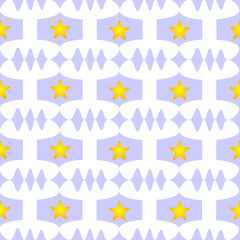 Seamless Geometric Star Pattern in Blue and Yellow
