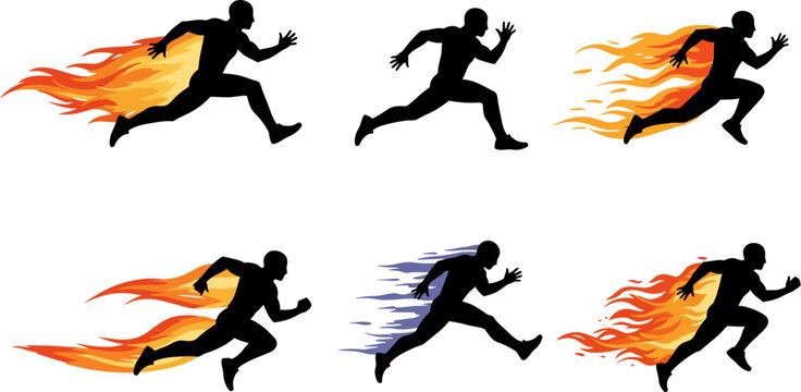 Running man silhouette vector illustration for speed concept and motion graphic design elements