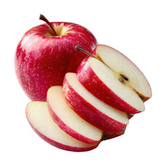 Slicing fresh red apples for healthy snacks kitchen food home nutrition isolated on transparent background