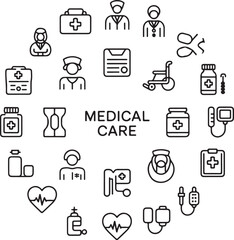 Healthcare and Treatment Line Icons &ndash; Editable Stroke Vector Set