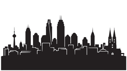Black silhouette of a city skyline on a white background, vector illustration