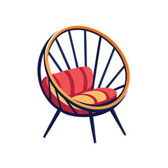 Vector Illustration of a Cozy Papasan Chair Furniture Isolated on White Background