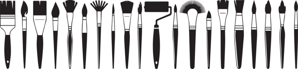 vector illustration of paint brushes and rollers for designers and painters in ai eps jpeg png formats stock graphic