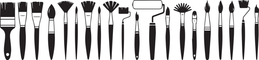 paint brushes and painting tools vector file for art projects and design in ai eps jpeg png formats stock illustration