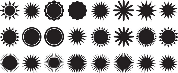 collection of black sunburst starburst and geometric vector shapes for logos icons decorative design elements ai eps png jpeg