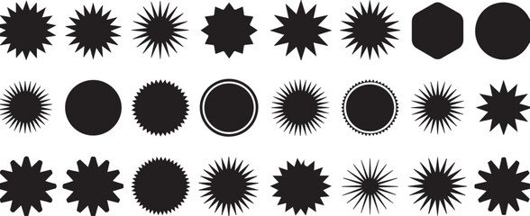 editable black sun starburst and circle vector graphics for decorative borders frames and abstract patterns ai eps jpeg png