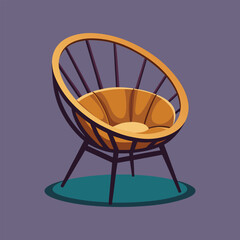 Vector Illustration of a Cozy Papasan Chair Furniture Isolated