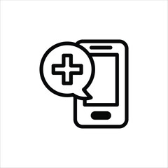 Mobile Healthcare Icons. Simple Line Vector Illustration
