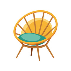 Vector Illustration of a Cozy Papasan Chair Furniture Isolated on White Background