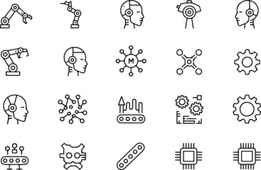 Robotic arms artificial intelligence gears and circuits