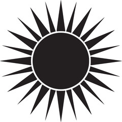 Black sun vector illustration, sun rays graphic design, summer sun icon, sun symbol, sun outline design