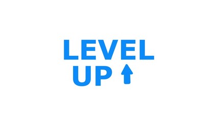 level up text on neon effect with wall background wallpaper animation of level up title on a Motion graphics of level up animation. 4k video animation. Game task complete award. white background. - Powered by Adobe