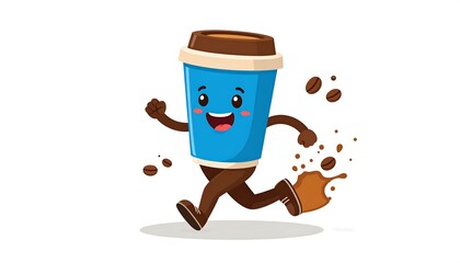 Cute coffee cup running