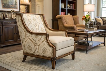 Elegant Beige Armchair in Luxurious Living Room Interior Design