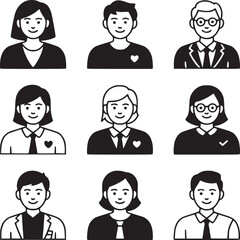 Vector avatars of business people icons set, professional profile pictures, simple flat design style