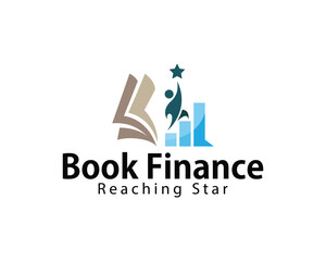 book finance logo creative design concept reaching star growth business