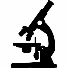 Microscope Research Icon Silhouette – Clean Black Vector Design for Science and Lab