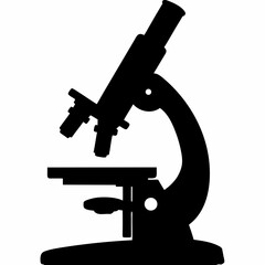 Microscope Research Icon Silhouette &ndash; Clean Black Vector Design for Science and Lab