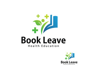 book leave logo creative education design concept health herbal nature people abstract