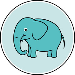 elephant watercolor in a circle