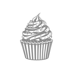 Elegant Cupcake with Swirled Frosting in a Decorative Cup Illustration