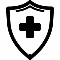 Medical Shield Protection Icon  Black Silhouette Vector Design for Healthcare