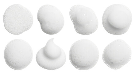 Set of White Detergent and Shower Gel Bubbles on transparent background PNG

