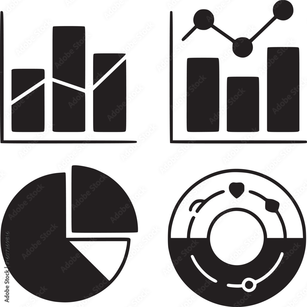 Poster stock market data analysis charts and graphs for business presentation and financial reporting icon 