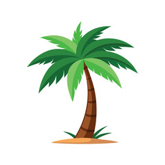Vector Illustration of a Coconut Tree with Palm Leaves Isolated on White Background