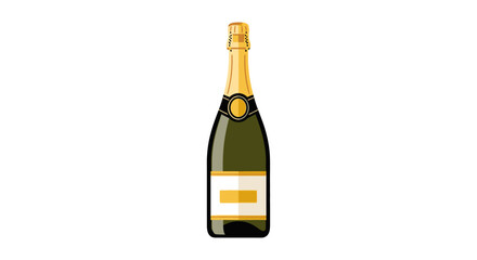 Elegant champagne bottle illustration with golden details on a white background drawing attention to celebration and festivity