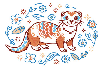 Beautiful Ferret of white background