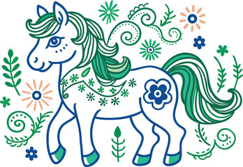 Beautiful Pony of white background