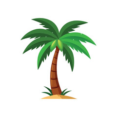 Vector Illustration of a Coconut Tree with Palm Leaves Isolated on White Background