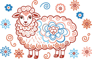Beautiful Sheep of white background