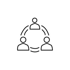 team,collaboration,network flat line icon illustration of a small circle of people connected for team collaboration or networking