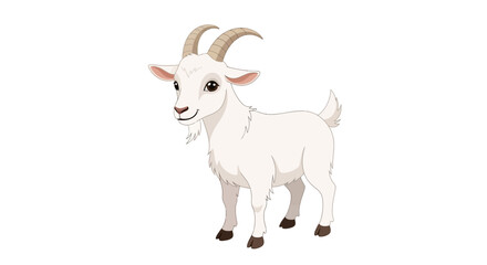 Fototapeta premium Cartoon White Goat Illustration Isolated on White Backdrop for Childlike Appeal and Simple Aesthetic Design Element Ideal for Educational Purposes
