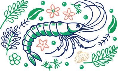 Beautiful Shrimp of white background