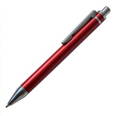 Red ballpoint pen isolated on white background