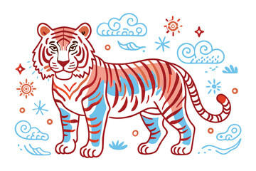 tiger on white background