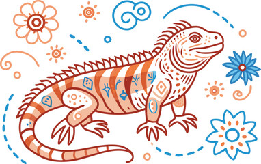 vector illustration of a chameleon