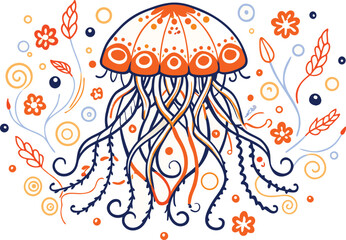 Beautiful Jellyfish of white background