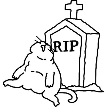 recommend clip art: halloween cat cat sleeping in front of gravestone funny halloween themed illustration cat outline vector cat