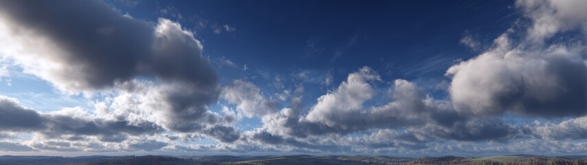 Fototapeta premium Panoramic 360 degree hdr cloudscape over scenic landscape nature photography sky view