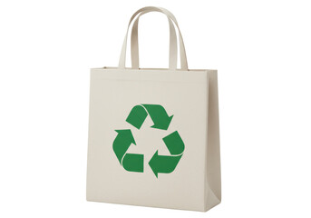Isolated Beige Tote Bag with Recycle Logo Eco Shopping
