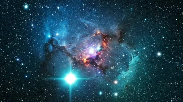 Vibrant Cosmic Nebula and Twinkling Stars in Deep Space Beautiful Galaxy Background with Bright Stellar Light and Celestial Clouds