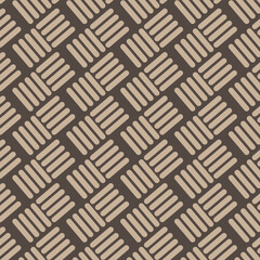 Abstract tile pattern in diagonal strip, square seamless brown and dark brown colour vector background.